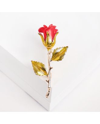 Брошь "Роза", цвет красно-зелёный в золоте арт. СМЛ-195384-1-СМЛ0004570908