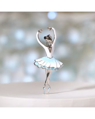 Брошь "Балерина", цвет бело-голубой в серебре арт. СМЛ-176409-1-СМЛ0004572260