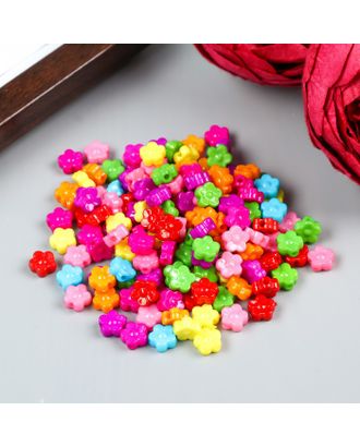 Набор бусин для творчества пластик "Цветные микро цветочки" набор 150 шт 0,4х0,9х0,9 см арт. СМЛ-218838-1-СМЛ0004645555