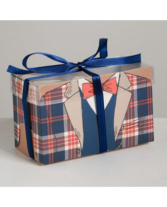 Коробка для капкейка «Настоящему мужчине», 16 × 8 × 10 см арт. СМЛ-86807-1-СМЛ0004675021