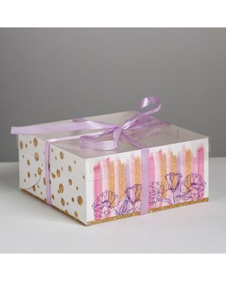 Коробка для капкейка Flower patterns, 16 × 16 × 7.5 см арт. СМЛ-85468-1-СМЛ0004675032