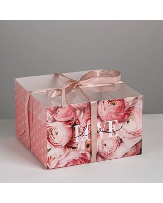 Коробка для капкейка LOVE, 16 × 16 × 10 см арт. СМЛ-85482-1-СМЛ0004675052