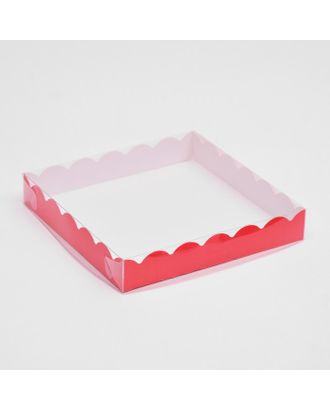 Коробочка для печенья, розовая, 18 х 18 х 3 см арт. СМЛ-100009-4-СМЛ0004692946