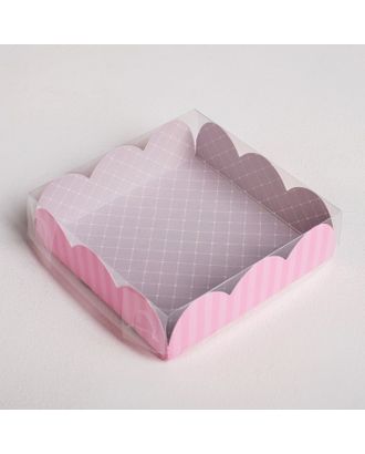 Коробка для кондитерских изделий с PVC-крышкой «8 Марта», 10,5 × 10,5 × 3 см арт. СМЛ-80644-1-СМЛ0004711878
