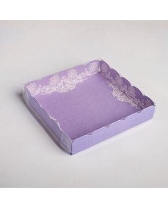 Коробка для кондитерских изделий с PVC-крышкой «Сделано с любовью», 21 × 21 × 3 см арт. СМЛ-100229-2-СМЛ0004711890
