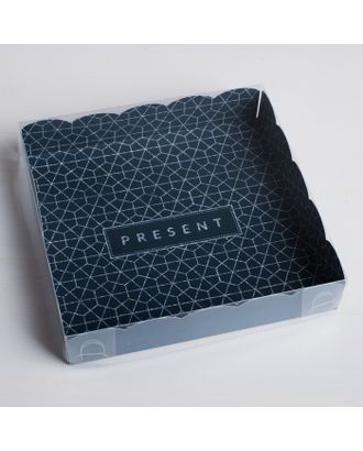 Коробка для кондитерских изделий с PVC-крышкой Present, 22 × 15 × 3 см арт. СМЛ-100134-2-СМЛ0004711895