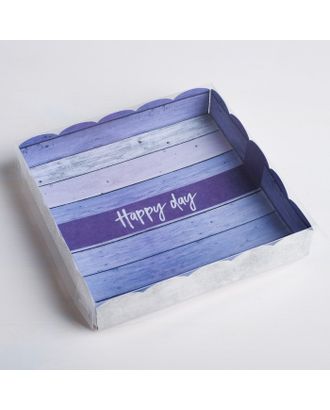 Коробка для кондитерских изделий с PVC-крышкой Happy day, 15 × 15 × 3 см арт. СМЛ-80724-1-СМЛ0004711897