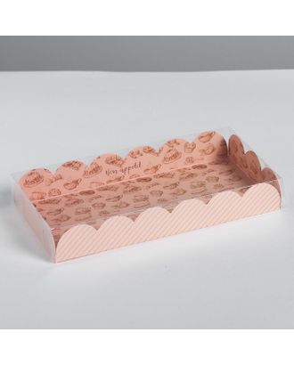 Коробка для кондитерских изделий с PVC-крышкой Bon appetit, 21 × 10,5 × 3 см арт. СМЛ-79969-1-СМЛ0004711913