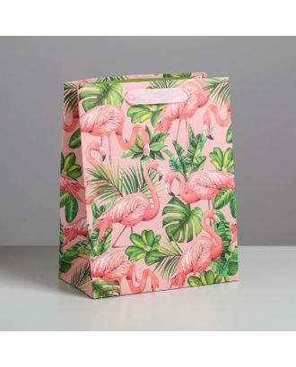 Пакет ламинированный вертикальный «Тропики и фламинго», MS 18 × 23 × 10 см арт. СМЛ-101134-1-СМЛ0004725108