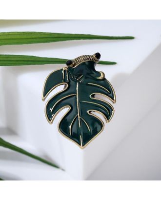 Брошь "Лягушка"за листом, цвет зелёный в чернёном золоте арт. СМЛ-195362-1-СМЛ0004781280