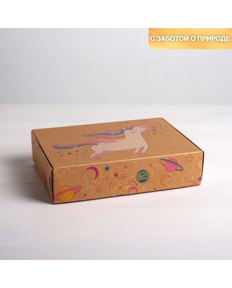 Коробка складная крафтовая «Единорог», 21 × 15 × 5 см арт. СМЛ-82267-1-СМЛ0004789093
