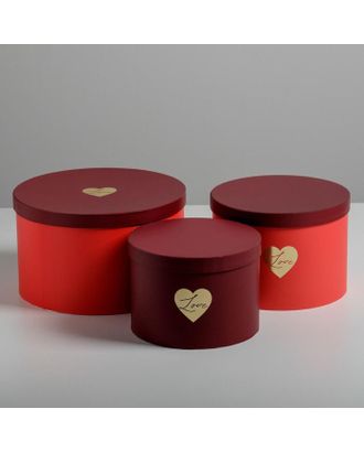 Набор шляпных коробок для цветов 3 в 1 «Красный», 18 × 13 см - 25 × 15 см арт. СМЛ-113191-1-СМЛ0004796439
