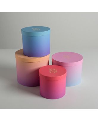 Набор шляпных коробок для цветов 4 в 1 «Градиент», 14 × 13 см - 20 × 17,5 см арт. СМЛ-108932-1-СМЛ0004796446