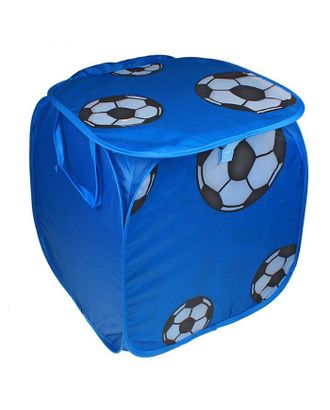 Корзина для игрушек «Футбол» с ручками и крышкой, цвет синий арт. СМЛ-56153-1-СМЛ0000480299