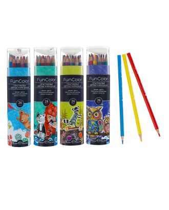 Карандаши цветные 24 цвета Funcolor пластиковые, в картонной тубе, МИКС арт. СМЛ-175701-1-СМЛ0004808843