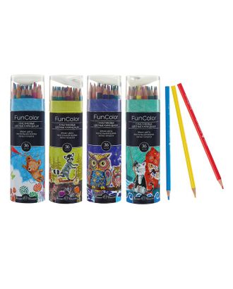 Карандаши цветные 36 цветов Funcolor пластиковые, в картонной тубе, микс из 4 видов арт. СМЛ-175702-1-СМЛ0004808844