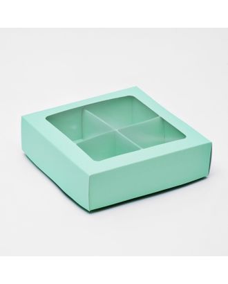 Коробка для конфет 4 шт, с окном, крафт 12,5 х 12,5 х 3,5 см арт. СМЛ-99275-2-СМЛ0004829469