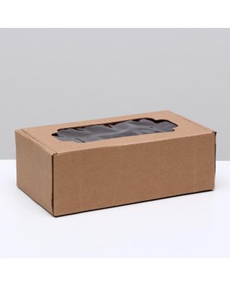 Коробка самосборная, с окном, бурая, 23 х 12 х 8 см арт. СМЛ-105461-1-СМЛ0004832239