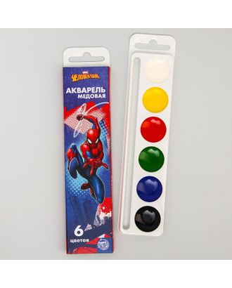 Акварель медовая «Человек-паук», 6 цветов, в картонной коробке, без кисти арт. СМЛ-180395-1-СМЛ0004846911