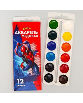 Акварель медовая «Человек-паук», 12 цветов, в картонной коробке, без кисти арт. СМЛ-180396-1-СМЛ0004846912