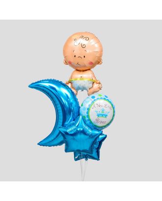 Букет из шаров "С рождением мальчика", луна, звезда, мледенец фольга, набор из 5 шт.(М) арт. СМЛ-106724-1-СМЛ0004877841