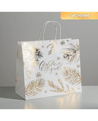 Пакет подарочный крафтовый Best winter, 32 × 28 × 15 см арт. СМЛ-101414-1-СМЛ0004903779
