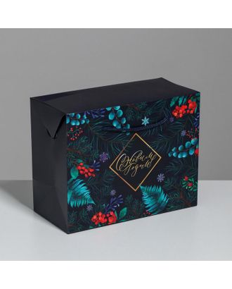 Пакет-коробка «Новогодняя ботаника», 23 × 18 × 11 см арт. СМЛ-91346-1-СМЛ0004922086