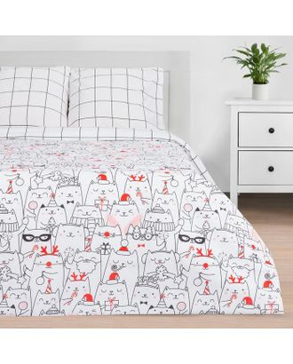 Постельное белье Этель 2 сп Xmas cat 175*215 см, 200*220 см, 70*70 см - 2 шт арт. СМЛ-178599-2-СМЛ0004935601