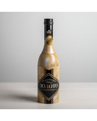 Коробка жестяная в форме бутылки "Золото", 29,7 см × 8 см × 8 см арт. СМЛ-83015-1-СМЛ0004939145