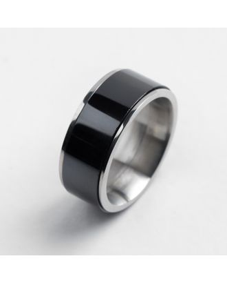 Кольцо керамика "Вайд", 1см, цвет чёрный в серебре, 19 размер арт. СМЛ-134024-3-СМЛ0004984744