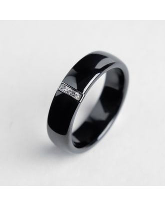 Кольцо керамика "Стразы", 6мм, цвет чёрный, 19 размер арт. СМЛ-162953-2-СМЛ0004984853