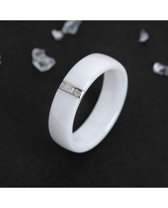 Кольцо керамика "Стразы", 6мм, цвет белый, 19 размер арт. СМЛ-162952-1-СМЛ0004984861
