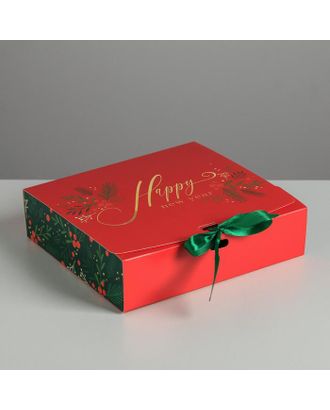 Складная коробка подарочная «С новым годом», 20 × 18 × 5 см арт. СМЛ-101644-1-СМЛ0005004054