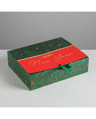 Складная коробка подарочная «С новым годом», 20 × 18 × 5 см арт. СМЛ-101644-2-СМЛ0005004064