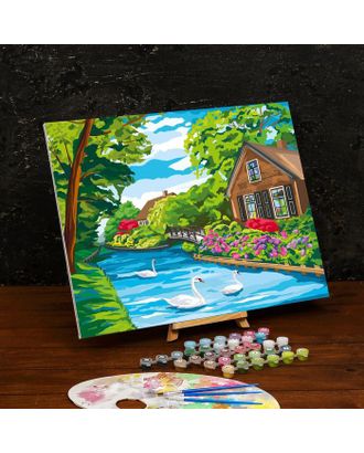 Картина по номерам на холсте с подрамником «Дом у реки» 40×50 см арт. СМЛ-207163-1-СМЛ0005005803