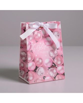 Пакет подарочный с лентой «Розовые шары», 13 × 19 × 9 см арт. СМЛ-93829-1-СМЛ0005012997