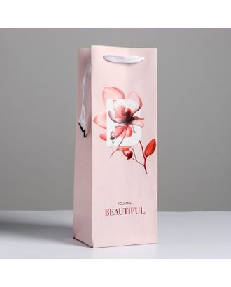 Пакет ламинированный под бутылку You are beautiful, 13 x 36 x 10 см арт. СМЛ-92448-1-СМЛ0005035733