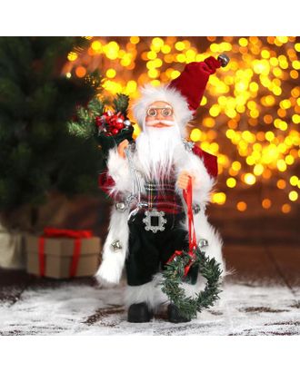 Дед Мороз "В красной шубке с новогодним венком" 16х30 см арт. СМЛ-91228-1-СМЛ0005036020