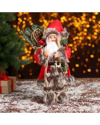 Дед Мороз "В красной шубке с лыжами" 15х30 см арт. СМЛ-94155-1-СМЛ0005036021