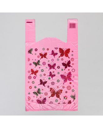 Пакет "Бабочки розовые", полиэтиленовый майка, 28 х 50 см, 12 мкм арт. СМЛ-86327-1-СМЛ0005040501