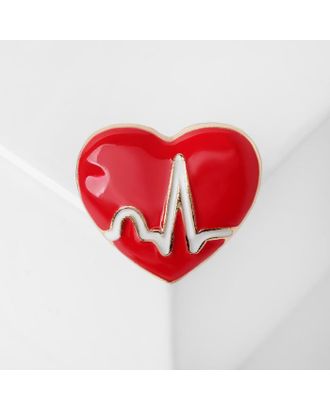 Брошь "Сердце" кардиограмма, цвет красно-белый в золоте арт. СМЛ-178126-1-СМЛ0005049672