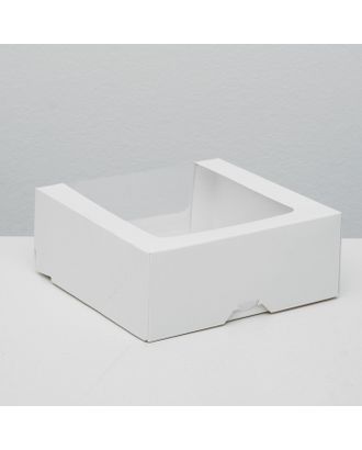 Кондитерская упаковка с окном, белая, 18 х 18 х 7 см арт. СМЛ-85440-1-СМЛ0005073687