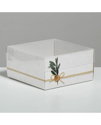 Коробка для кондитерских изделий с PVC крышкой «Эко», 12 х 6 х 11,5 см арт. СМЛ-91606-1-СМЛ0005080460