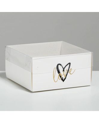 Коробка для кондитерских изделий с PVC крышкой Love, 12 х 6 х 11,5 см арт. СМЛ-91610-1-СМЛ0005080464