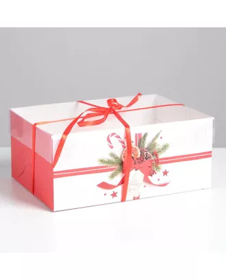 Купить Пищевая упаковка Коробка для капкейка «С Новым годом!», 16 × 8 × 10 см арт. СМЛ-101614-3-СМЛ0005080539 оптом в Казахстане