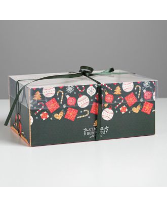 Коробка для капкейка «Счастья в Новом Году», 16 × 8 × 10 см арт. СМЛ-101621-2-СМЛ0005080540