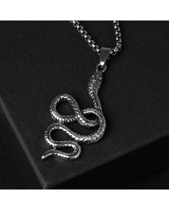 Кулон унисекс "Змея" вьющаяся, цвет чернёное серебро, 60 см арт. СМЛ-39620-1-СМЛ0005117180