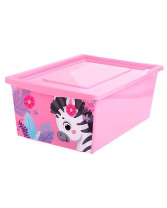 Ящик универсальный для хранения с крышкой, объем 30 л, цвет розовый арт. СМЛ-87225-1-СМЛ0005122424