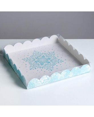 Коробка для кондитерских изделий с PVC крышкой Let it snow, 21 × 21 × 3 см арт. СМЛ-92404-1-СМЛ0005128742