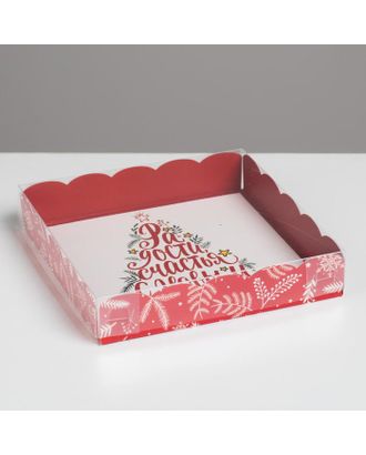 Коробка для кондитерских изделий с PVC крышкой «Радости», 15 х 15 х 3 см арт. СМЛ-93779-1-СМЛ0005128825